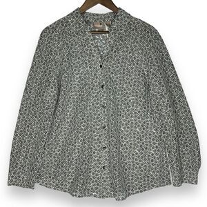 Chico's Floral Lace Button Blouse Long Sleeve Cottagecore Grandmacore Office 2 L